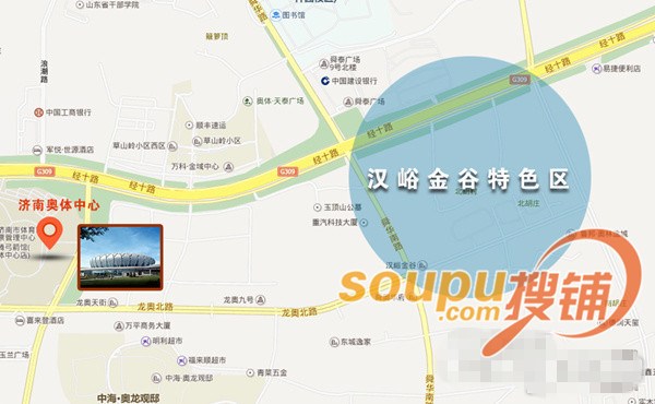 因为汉峪金谷紧邻奥体中心,又是济南市重点规划建设的金融中心,片区